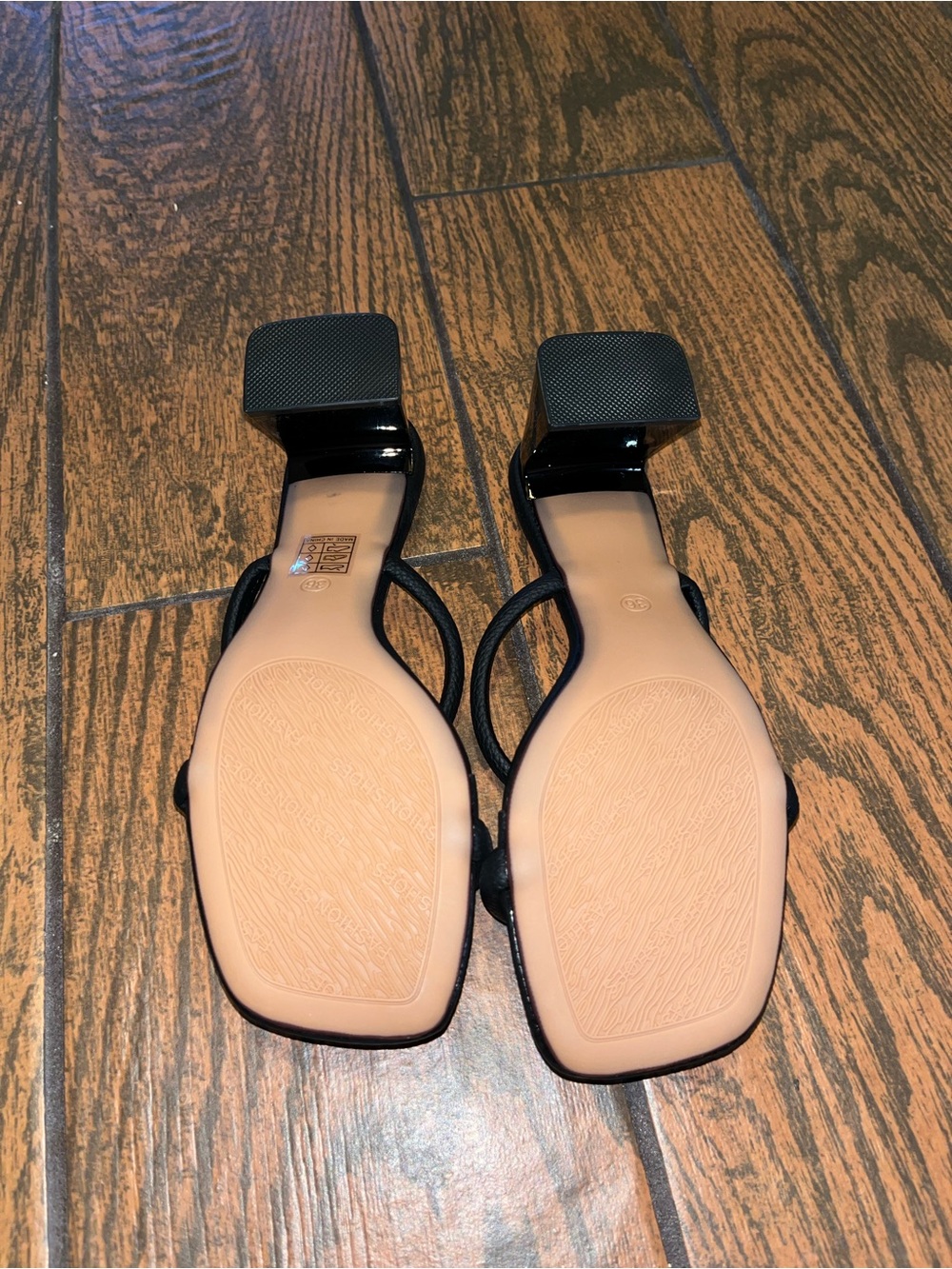 Black Strappy Block Heel Sandals - Picture 2 of 2